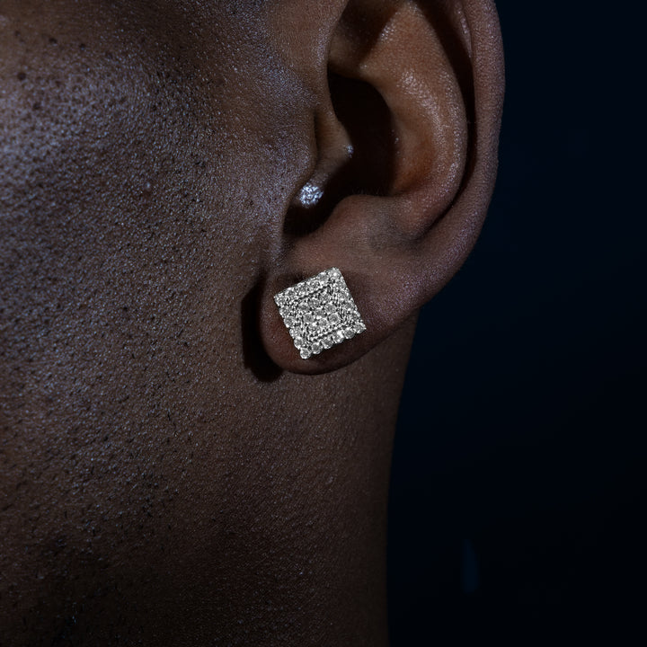 10mm 0.87ct Square Cluster Earrings - Moissanite & S925