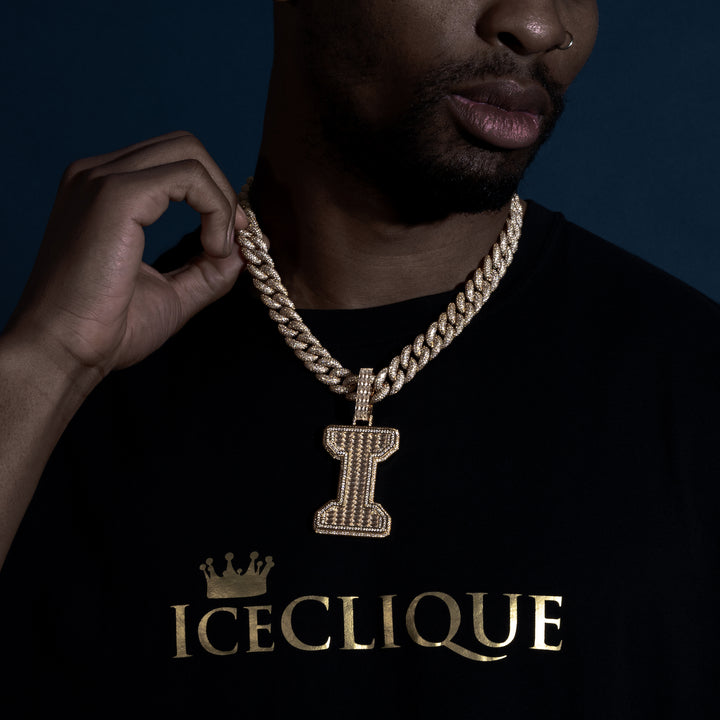 Custom Single Baguette Letter Pendant - ICECLIQUE JEWELRY 