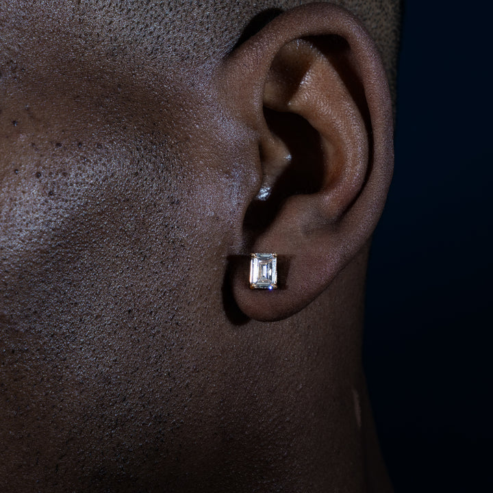 Emerald Cut Earrings [All Sizes] - Moissanite & S925 EARRINGS6