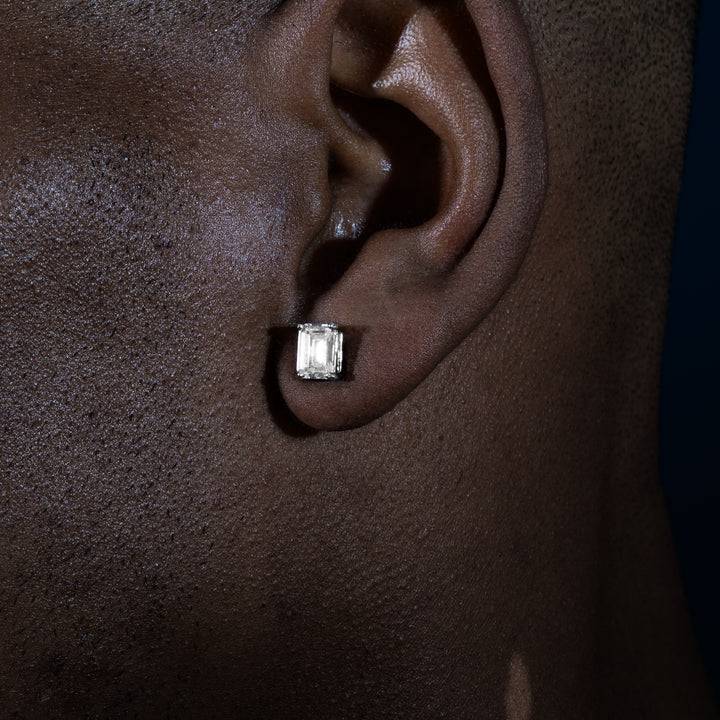 Emerald Cut Earrings [All Sizes] - Moissanite & S925 EARRINGS6