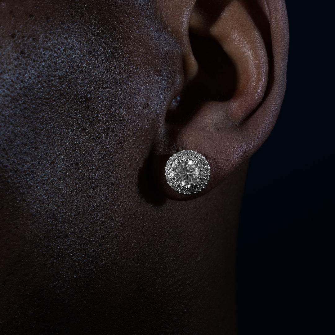 11mm 2.5ct Double Halo Earrings - Moissanite & S925