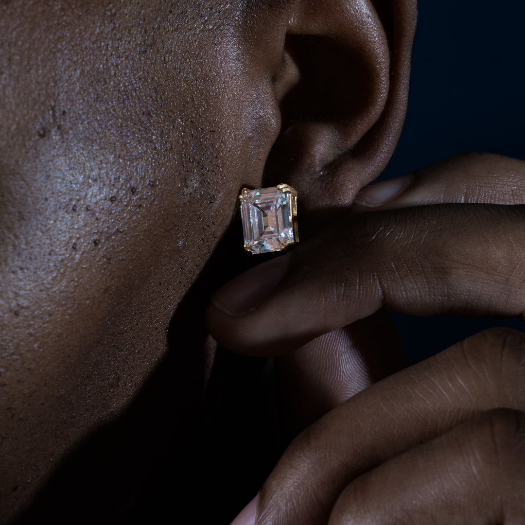 Emerald Cut Earrings [All Sizes] - Moissanite & S925 EARRINGS6