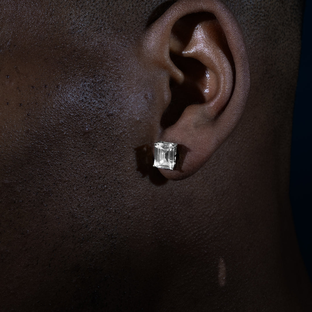 Emerald Cut Earrings [All Sizes] - Moissanite & S925 EARRINGS6