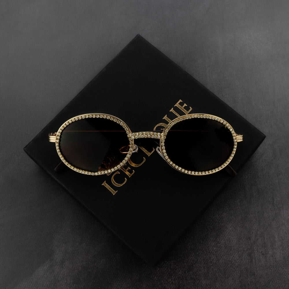 Free Iced Out Oval Glasses - Black Lens - ICECLIQUE JEWELRY 
