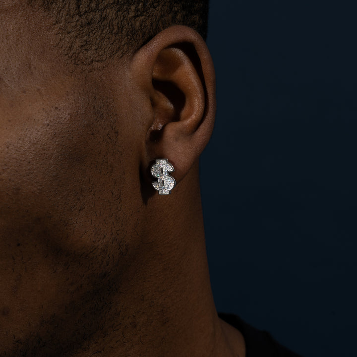 VVS1 0.7ct Dollar Sign Earrings - Moissanite & S925