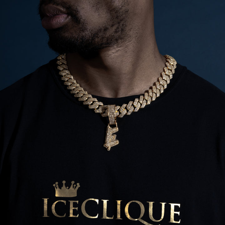 Custom Single Solid Base Letter Pendant - ICECLIQUE JEWELRY 