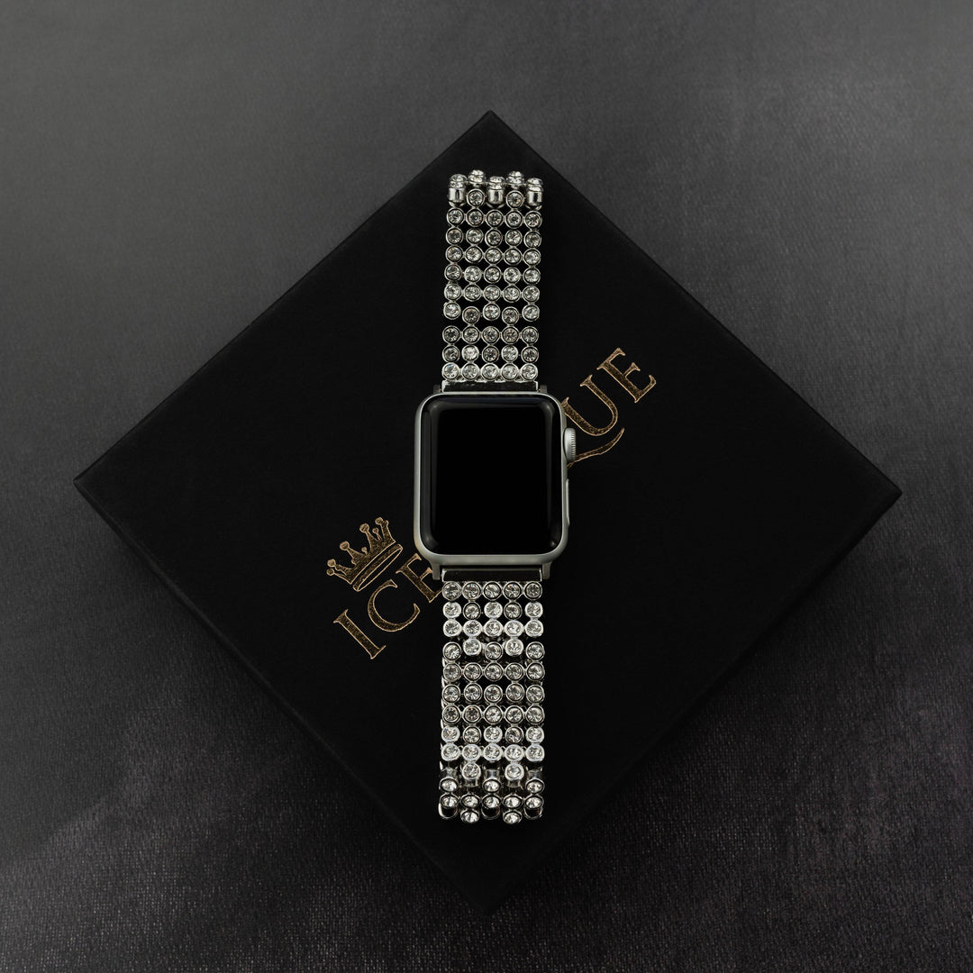 Iced Out Round Setting Apple Watch Band