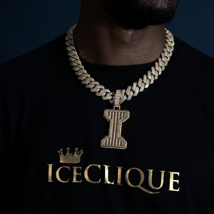 Custom Single Baguette Letter Pendant - ICECLIQUE JEWELRY 