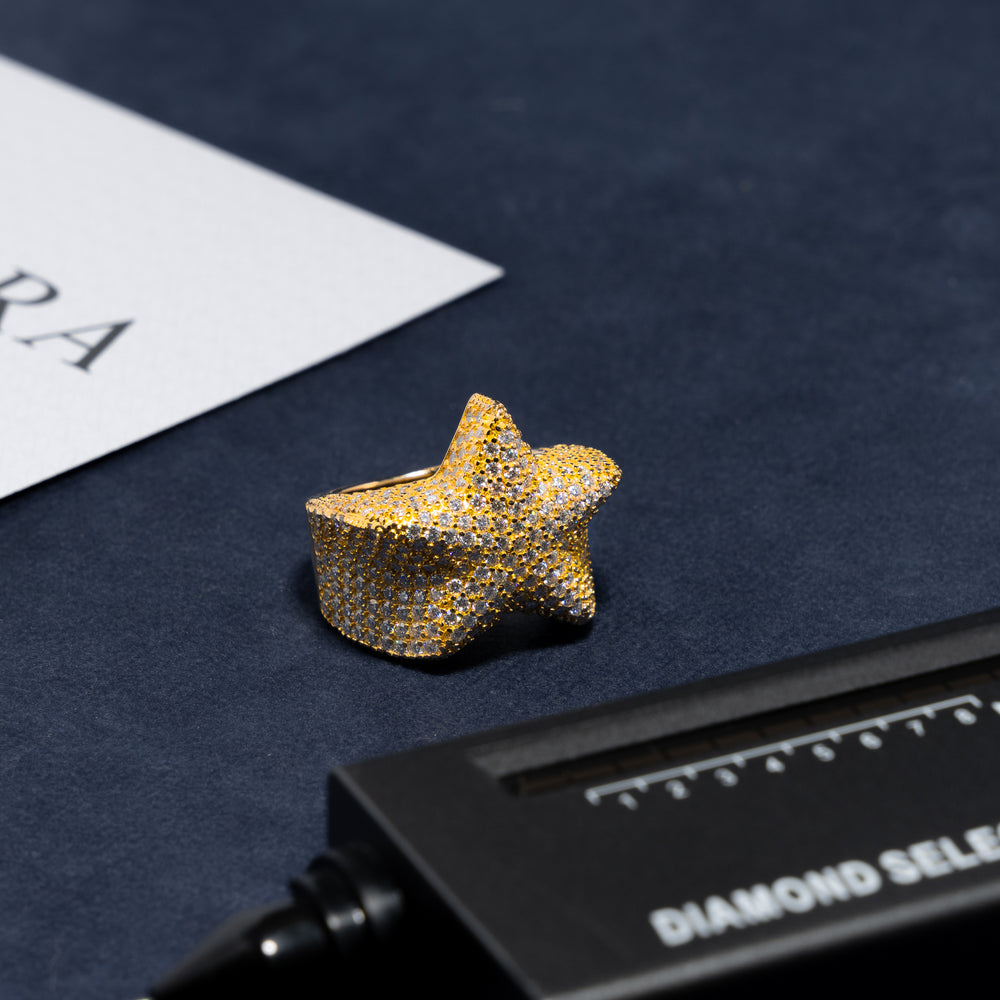 Star Ring - Moissanite & S925 - ICECLIQUE JEWELRY 