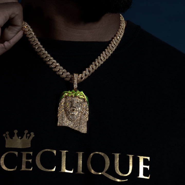 Glow In The Dark Jesus Pendant - ICECLIQUE JEWELRY 
