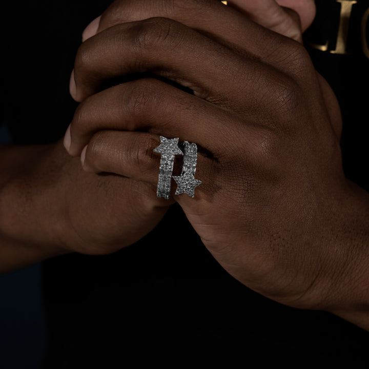Baguette Star Ring - Moissanite & S925