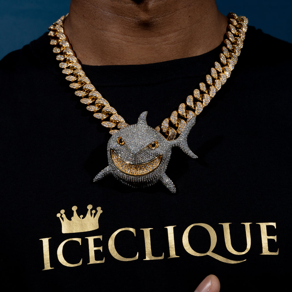 Iced Shark Pendant - ICECLIQUE JEWELRY 