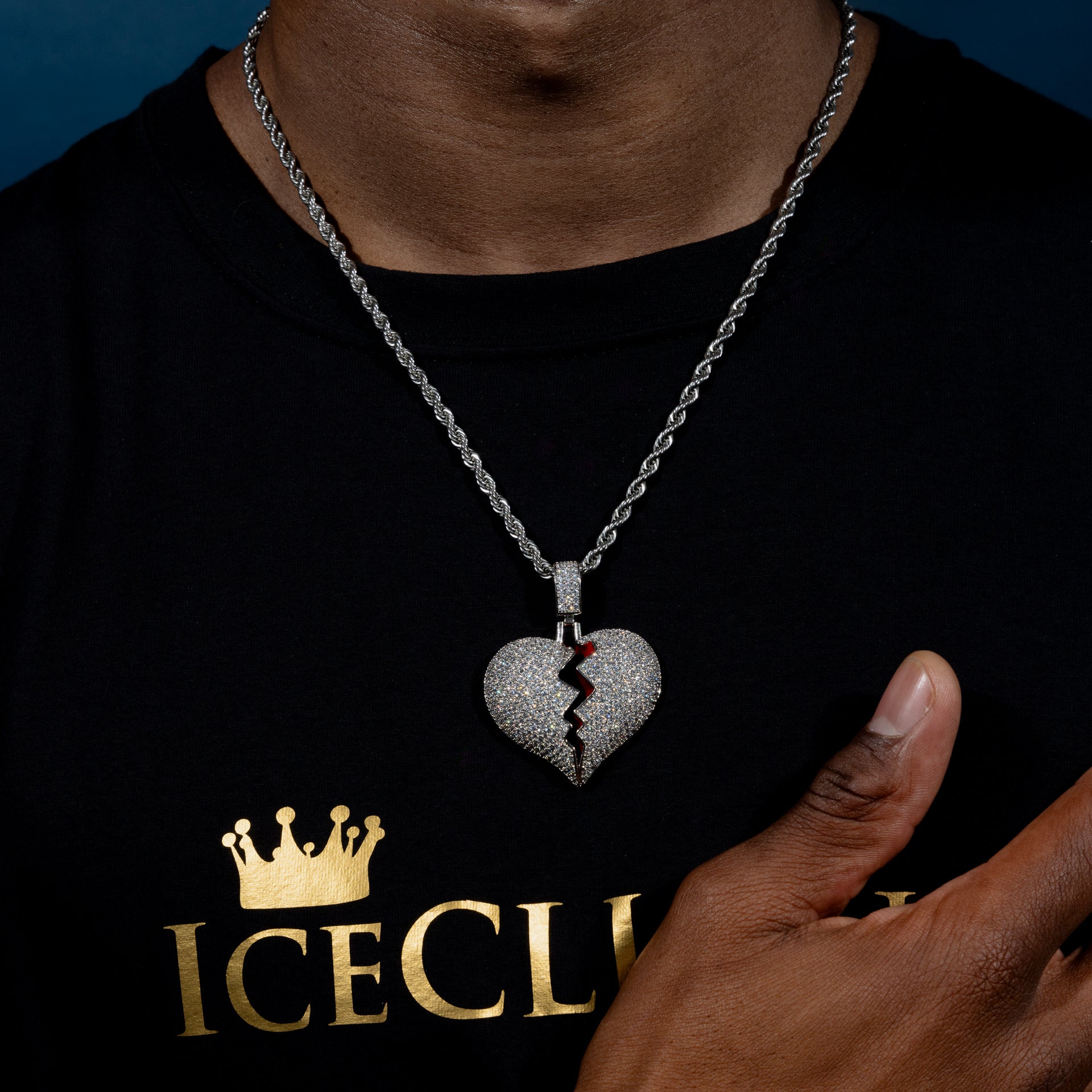 Frozen Heart Pendant w/ Rope Chain – ICECLIQUE JEWELRY
