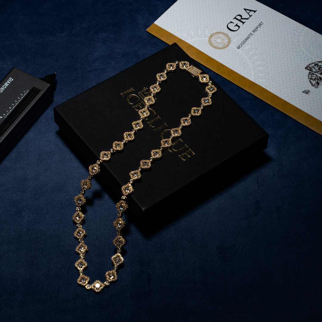 8mm Square Link Chain - Moissanite & S925