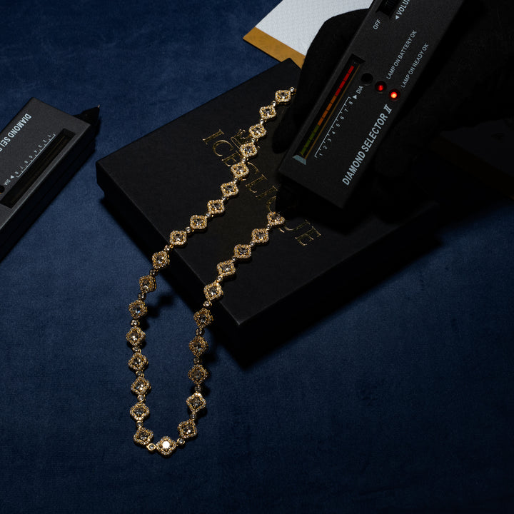 8mm Square Link Chain - Moissanite & S925