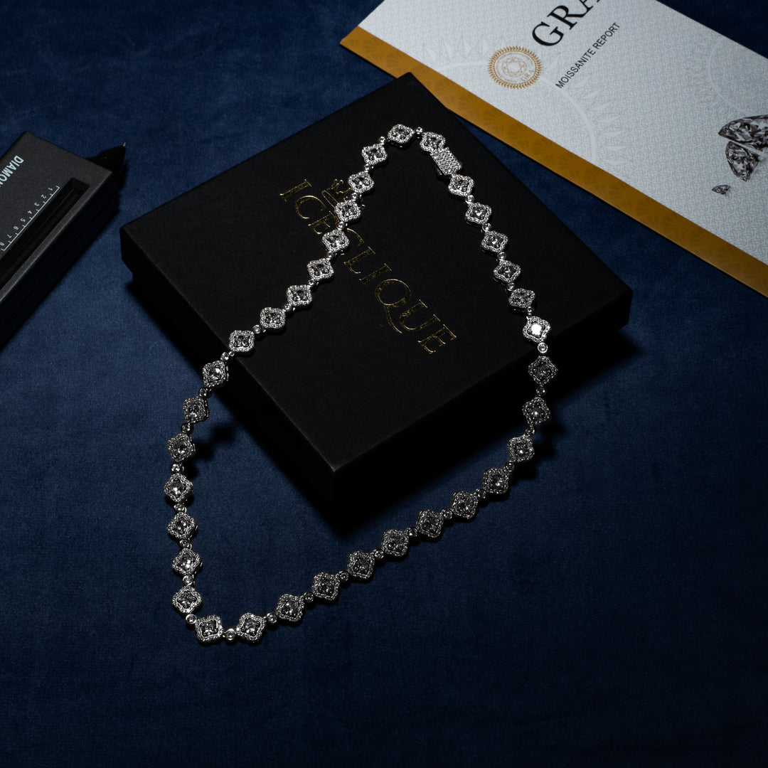 8mm Square Link Chain - Moissanite & S925