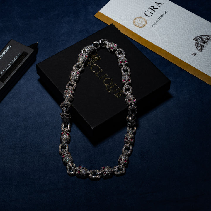 15MM Skull Chain - Moissanite & S925