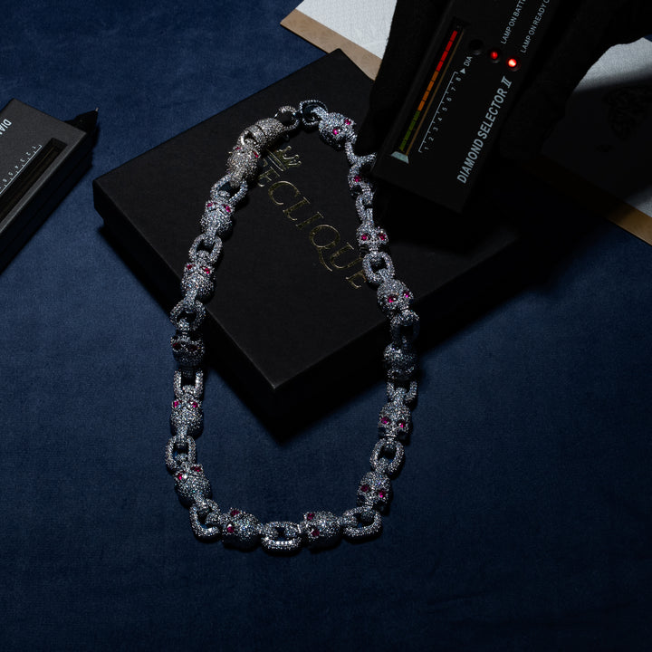 15MM Skull Chain - Moissanite & S925