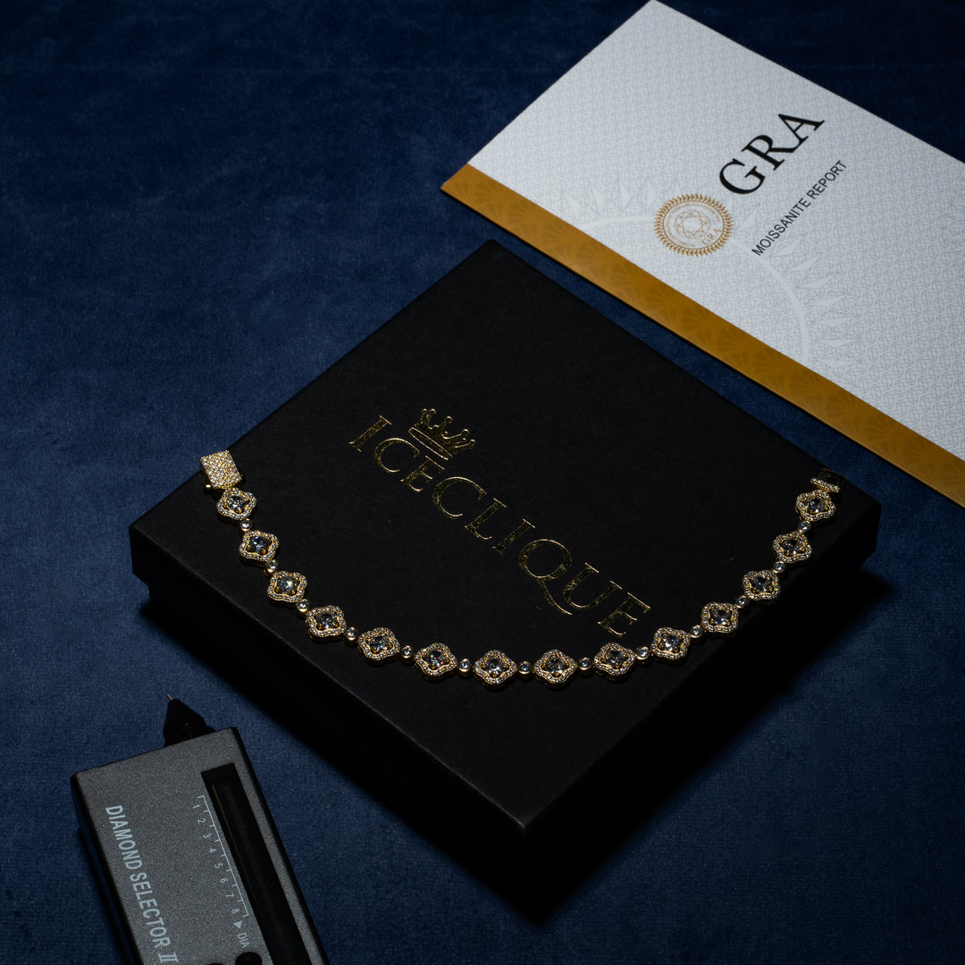 8MM Square Link Bracelet - Moissanite & S925