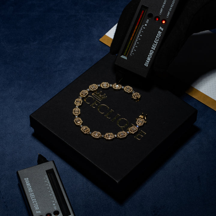 8MM Halo-Cluster Baguette Tennis Bracelet - Moissanite & S925