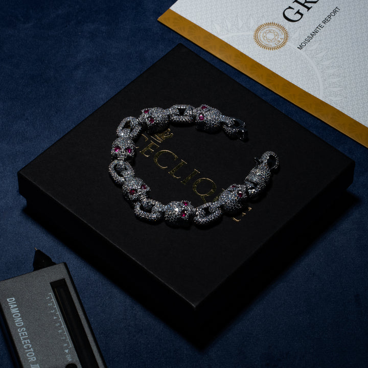 15MM Skull Bracelet - Moissanite & S925
