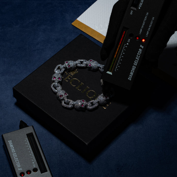 15MM Skull Bracelet - Moissanite & S925