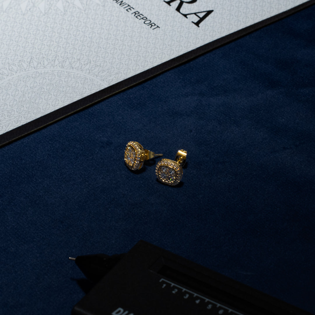 2ct Square Cluster Earrings - Moissanite & S925