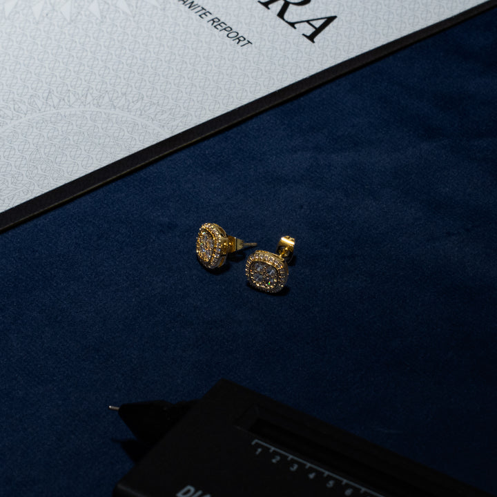 2ct Square Cluster Earrings - Moissanite & S925