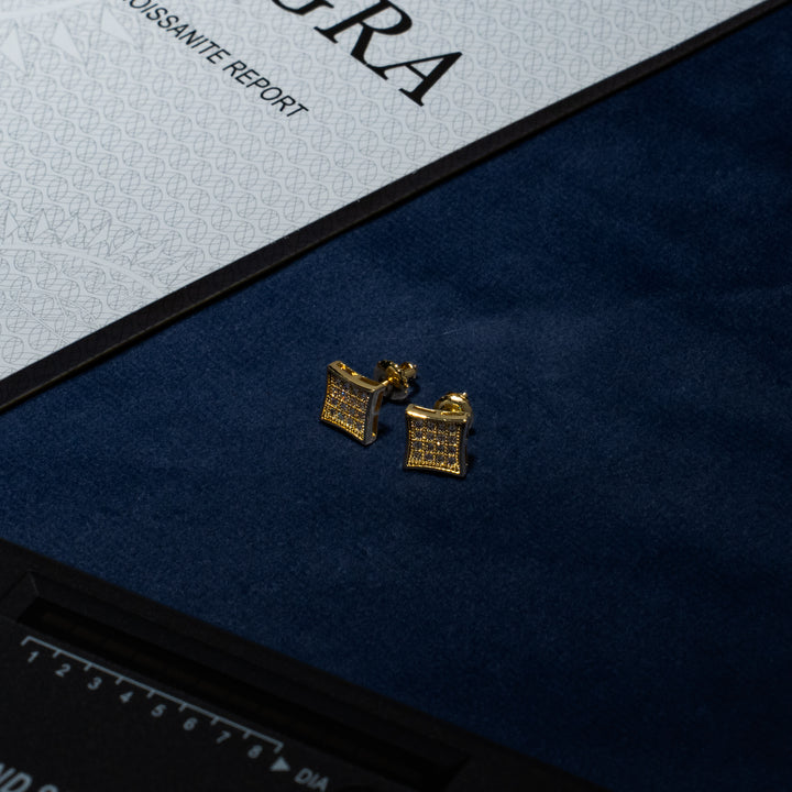 8mm 0.32ct Square Earrings - Moissanite & S925