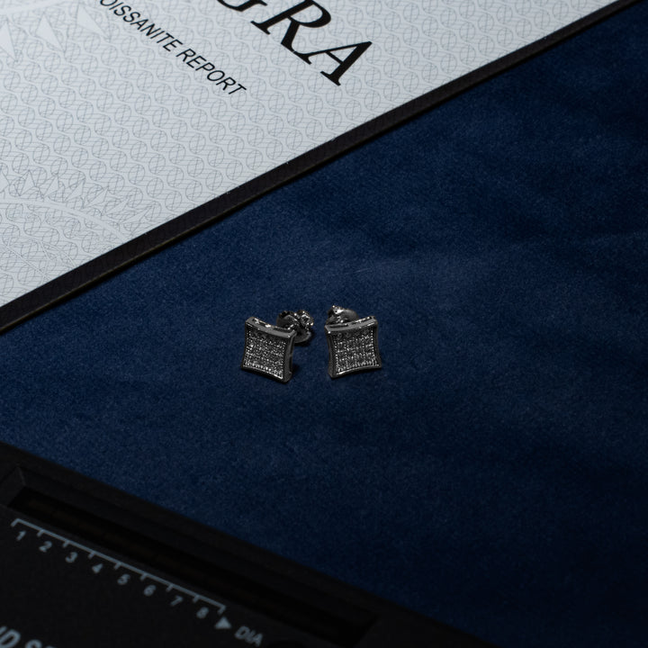 8mm 0.32ct Square Earrings - Moissanite & S925