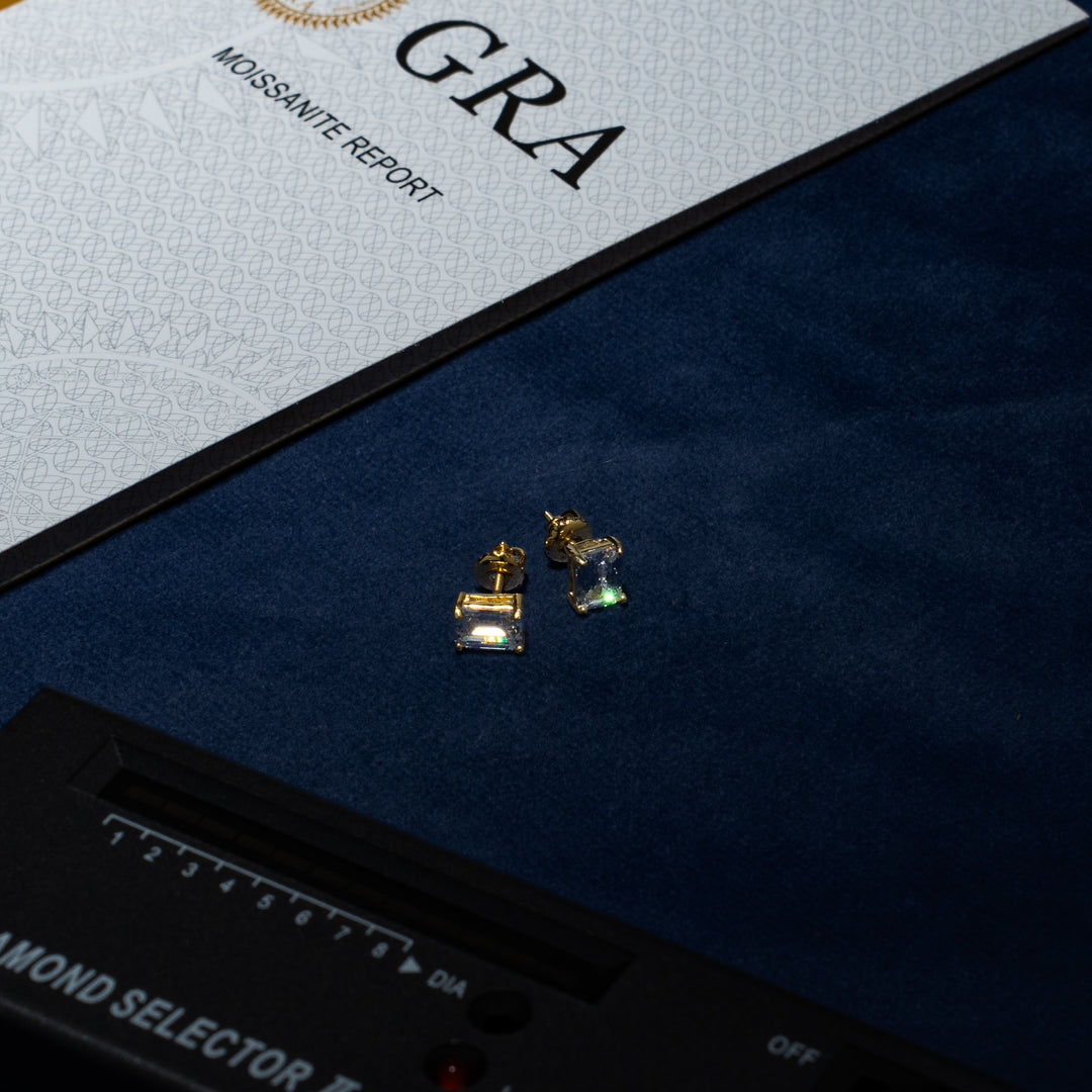 5x7mm 2ct Emerald Cut Earrings - Moissanite & S925