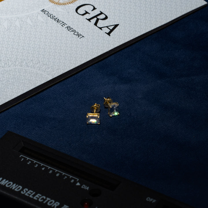 5x7mm 2ct Emerald Cut Earrings - Moissanite & S925