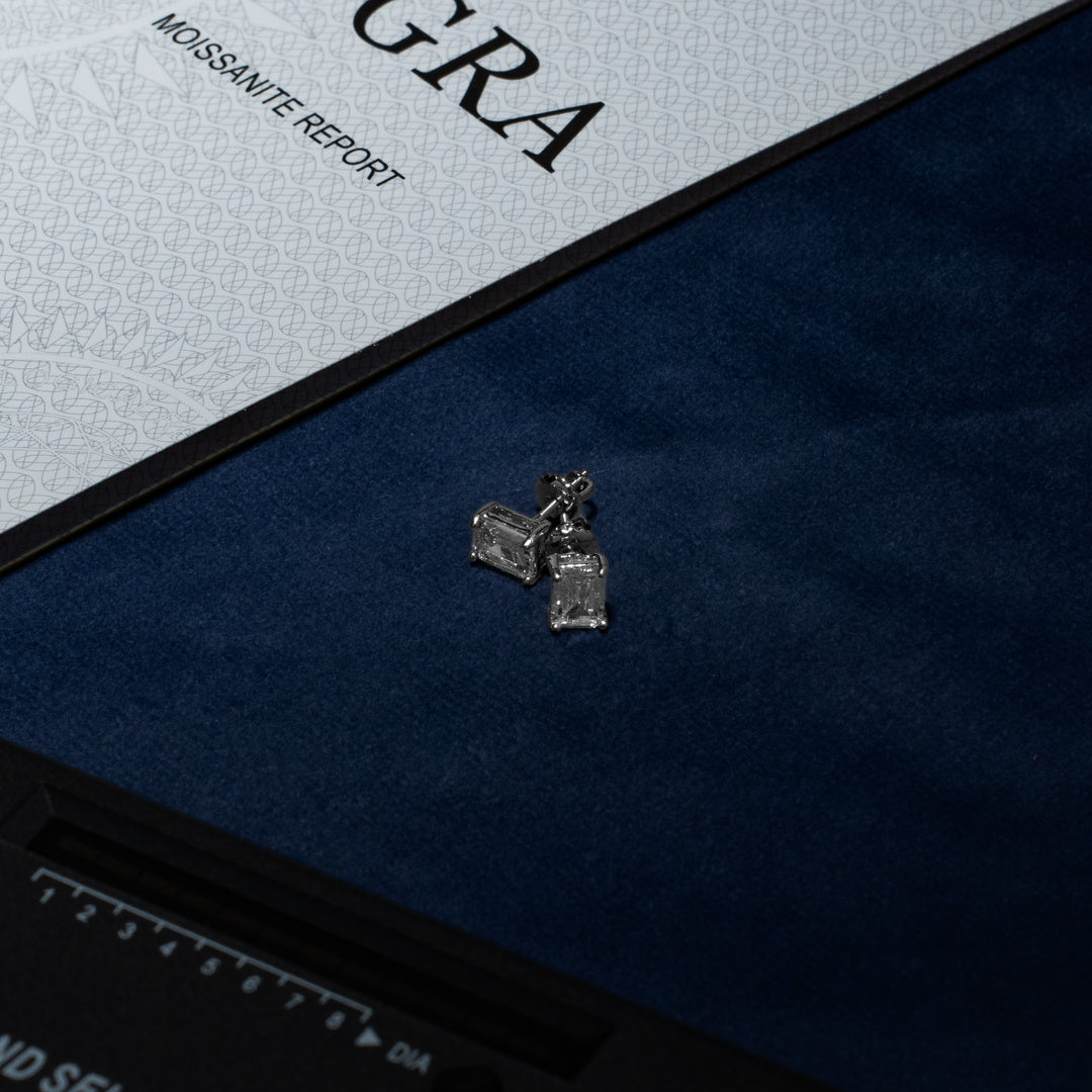 5x7mm 2ct Emerald Cut Earrings - Moissanite & S925