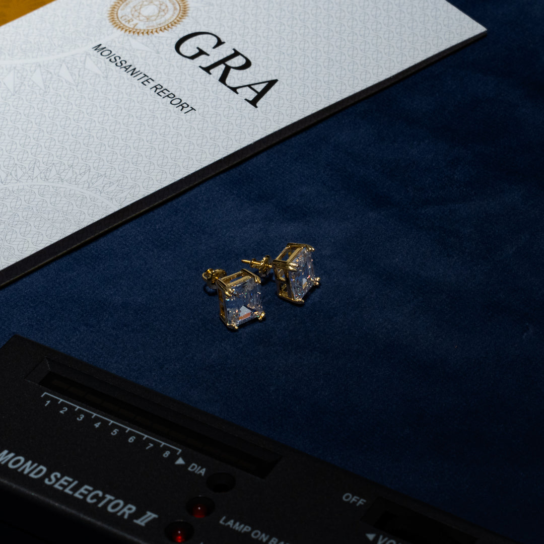 7x9MM Emerald Cut Earrings - Moissanite & S925