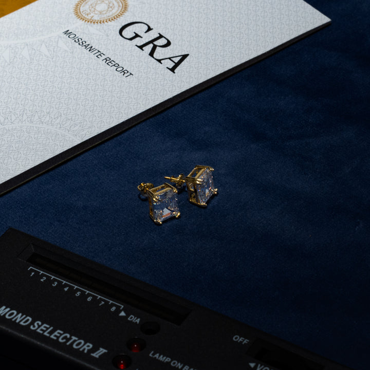 7x9MM Emerald Cut Earrings - Moissanite & S925