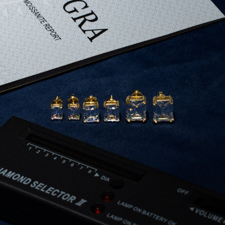 Emerald Cut Earrings [All Sizes] - Moissanite & S925 EARRINGS6