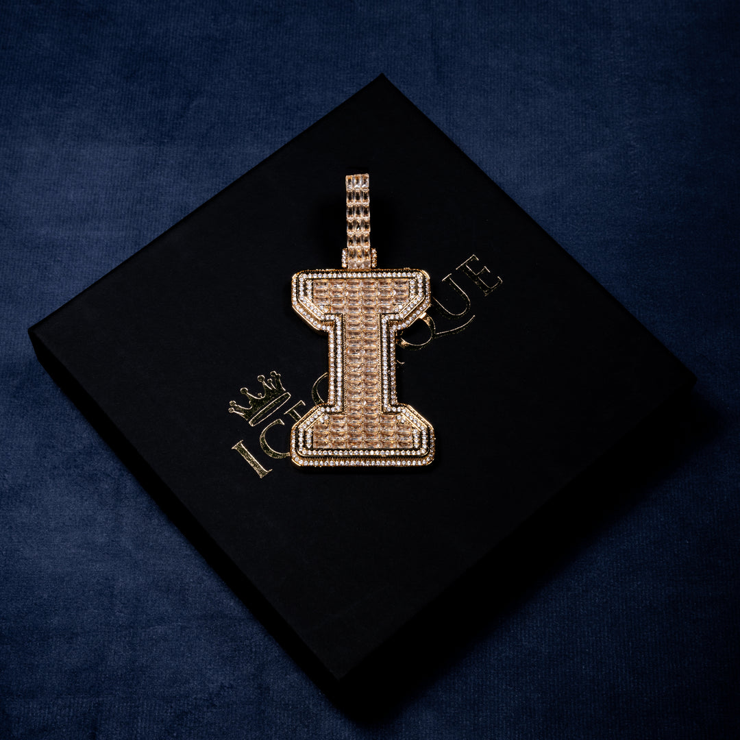 Custom Single Baguette Letter Pendant - ICECLIQUE JEWELRY 