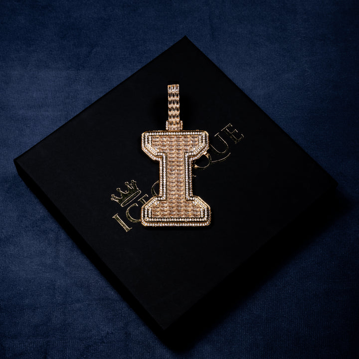 Custom Single Baguette Letter Pendant - ICECLIQUE JEWELRY 