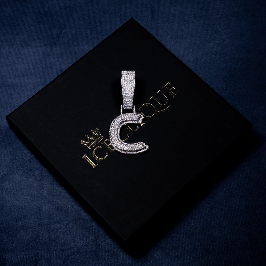 Custom Single Solid Base Letter Pendant - ICECLIQUE JEWELRY 