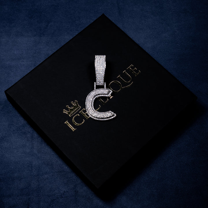 Custom Single Solid Base Letter Pendant - ICECLIQUE JEWELRY 