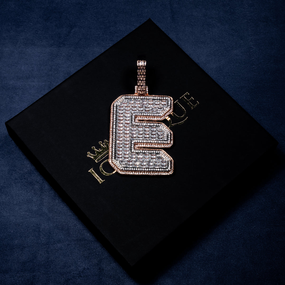 Custom Single Baguette Letter Pendant - ICECLIQUE JEWELRY 
