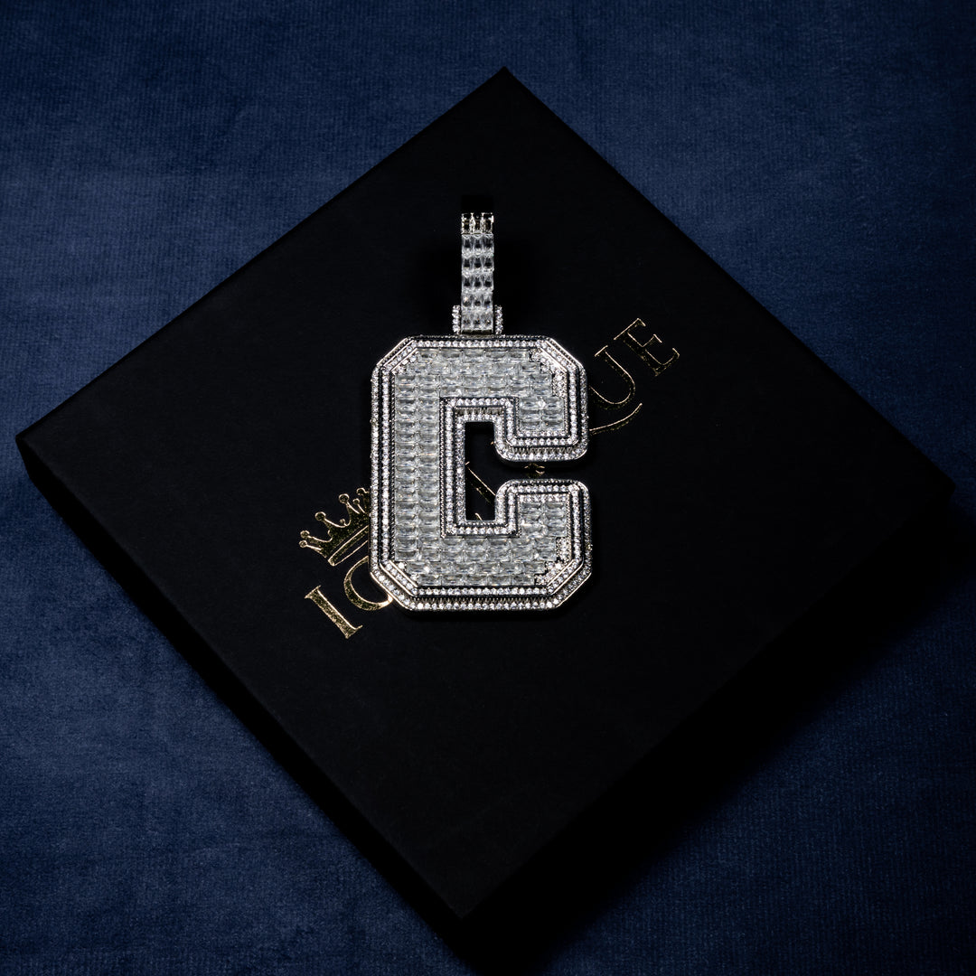 Custom Single Baguette Letter Pendant - ICECLIQUE JEWELRY 