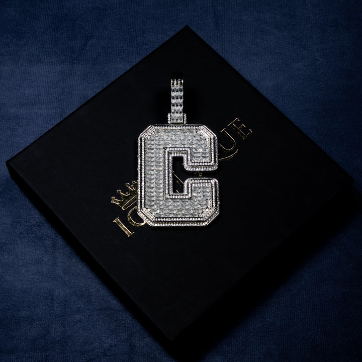 Custom Single Baguette Letter Pendant - ICECLIQUE JEWELRY 