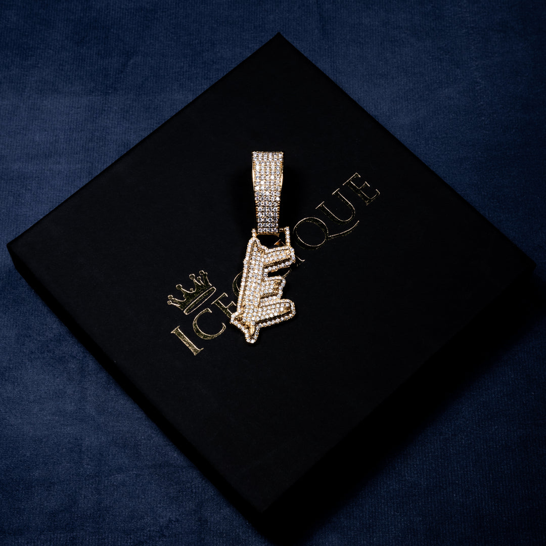 Custom Single Solid Base Letter Pendant - ICECLIQUE JEWELRY 