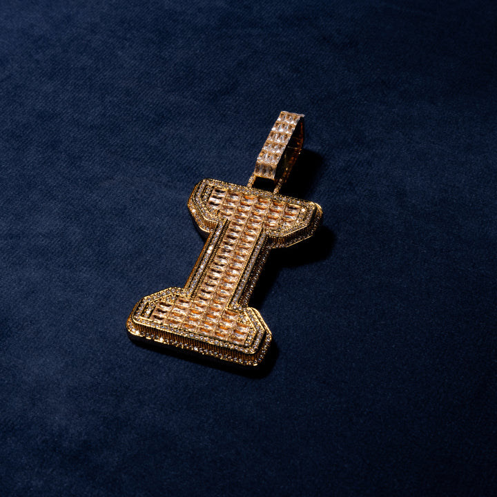 Custom Single Baguette Letter Pendant - ICECLIQUE JEWELRY 