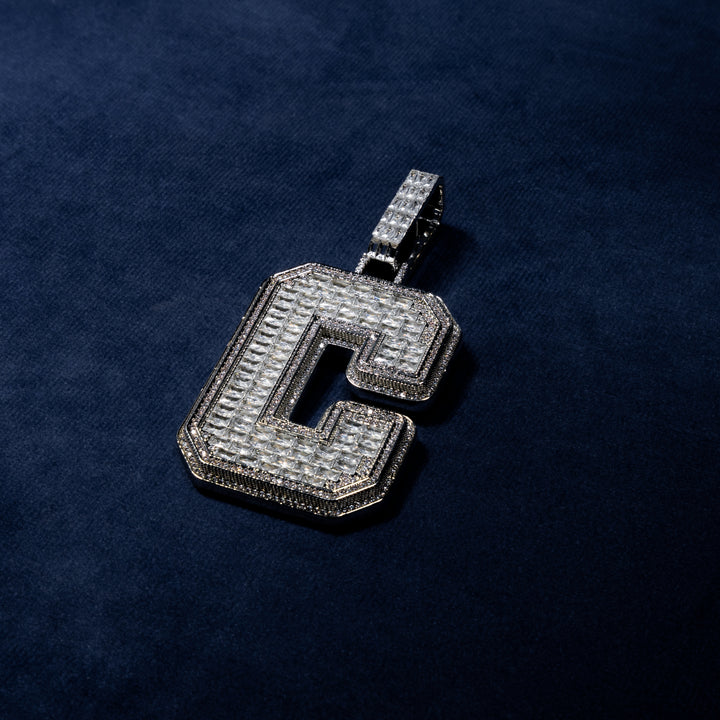 Custom Single Baguette Letter Pendant - ICECLIQUE JEWELRY 