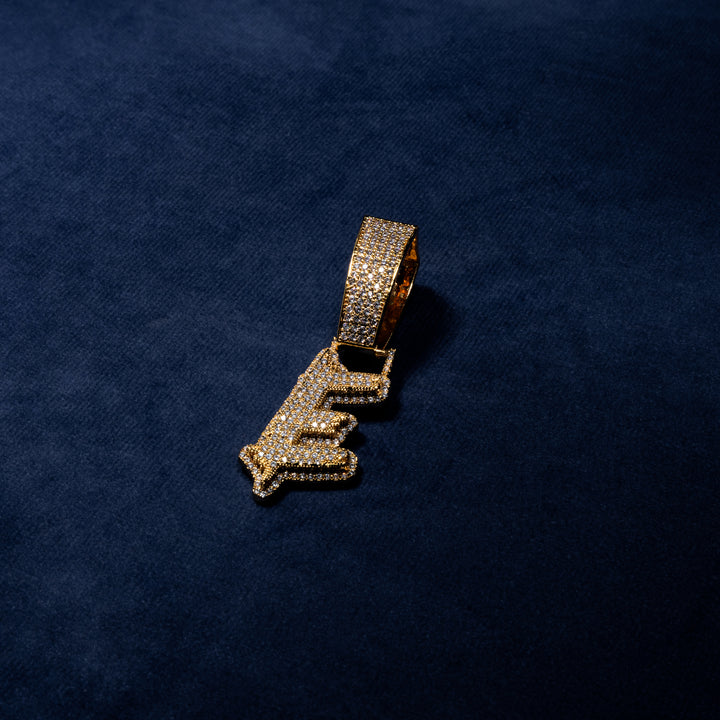 Custom Single Solid Base Letter Pendant - ICECLIQUE JEWELRY 