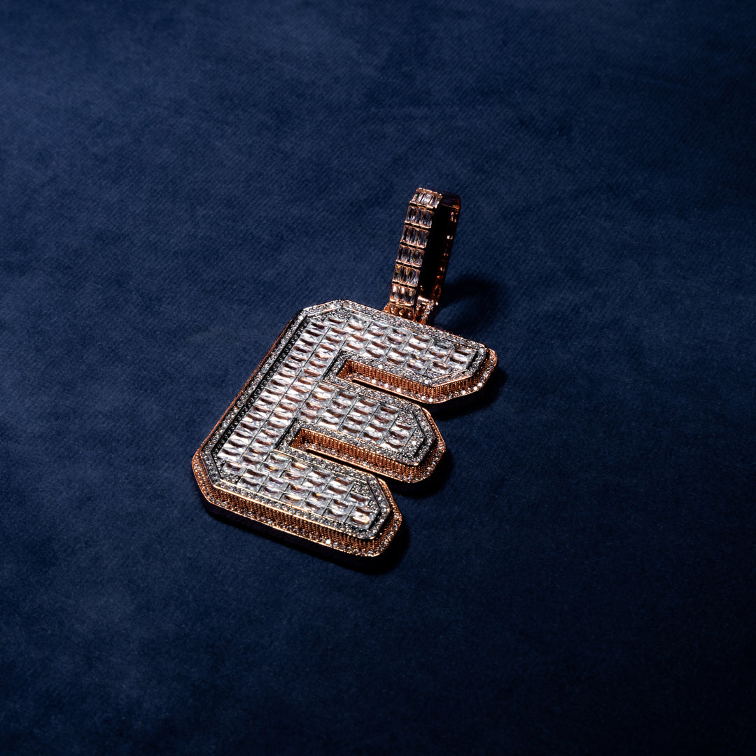 Custom Single Baguette Letter Pendant - ICECLIQUE JEWELRY 