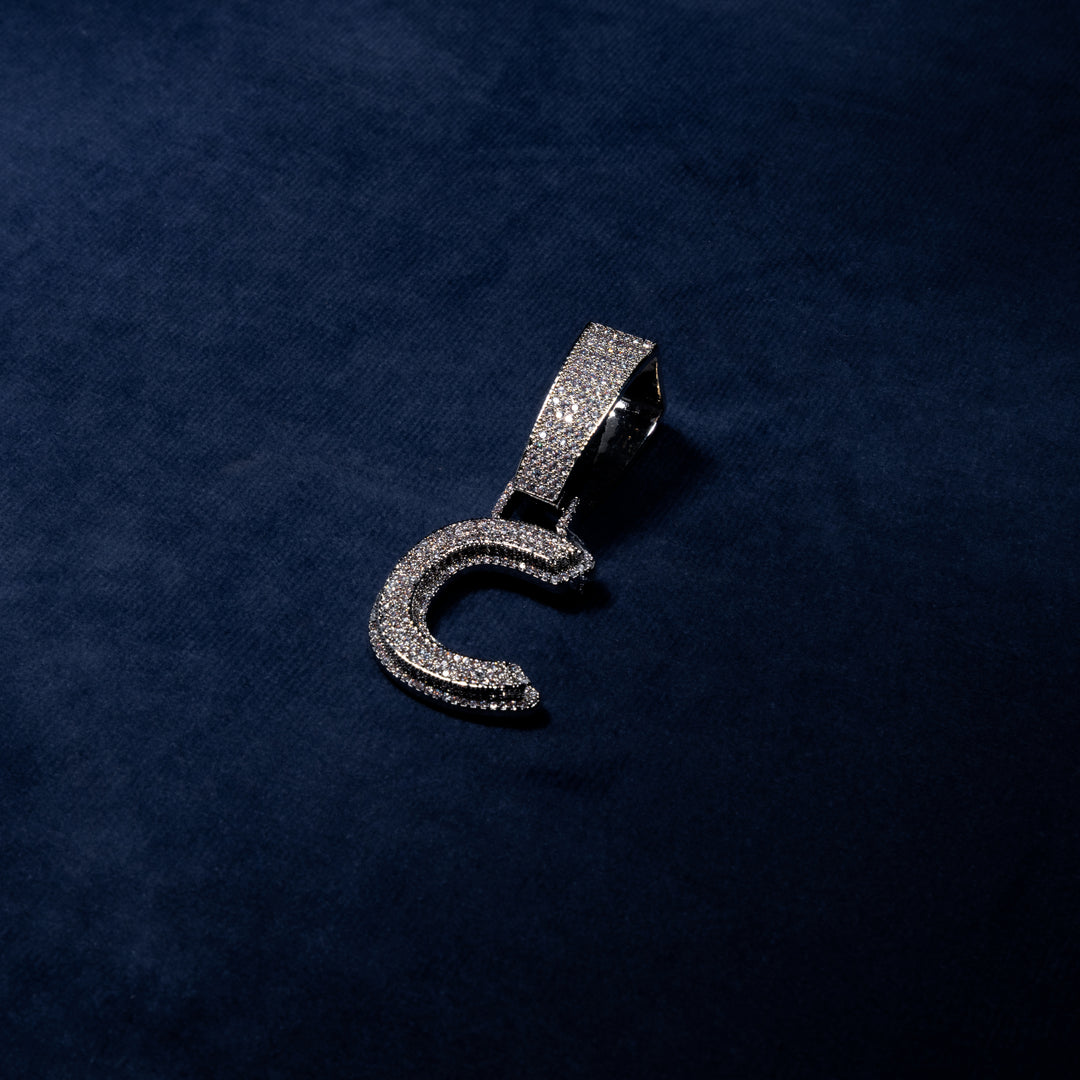 Custom Single Solid Base Letter Pendant - ICECLIQUE JEWELRY 