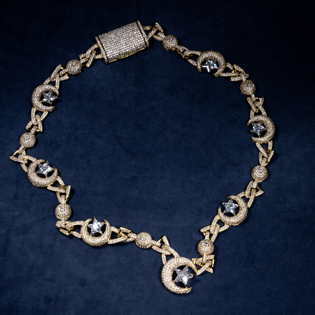 Moon & Star Chain - ICECLIQUE JEWELRY 